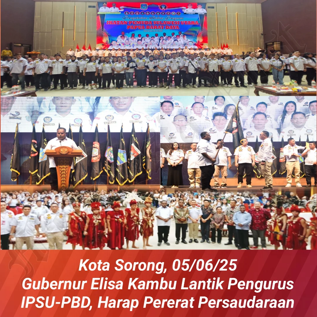 Gubernur Papua Barat Daya, Bapak Elisa Kambu, secara resmi melantik Pengurus Ikatan Pemuda Sulawesi Utara Papua Barat Daya