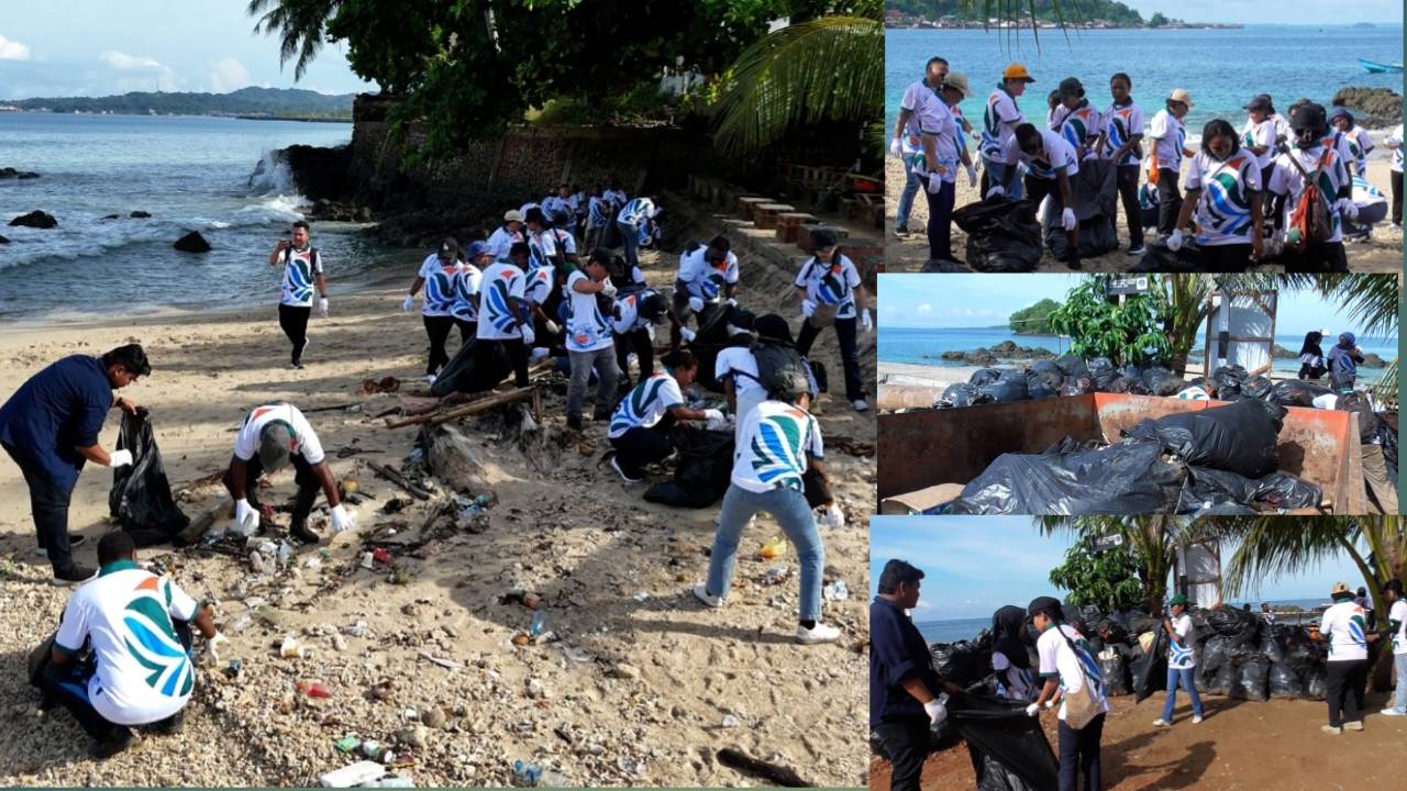 DPPLH Kota Sorong Bersihkan Pantai Dofior yang Kini Viral Jadi Destinasi Wisata Keluarga