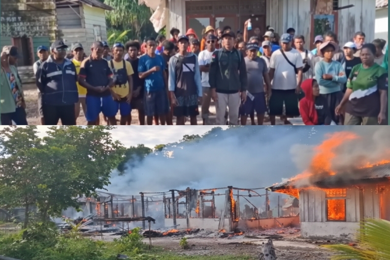 Warga Umiyal Halmahera Tengah Bakar Rumah di Pulau Sain, Protes Klaim Wilayah Raja Ampat